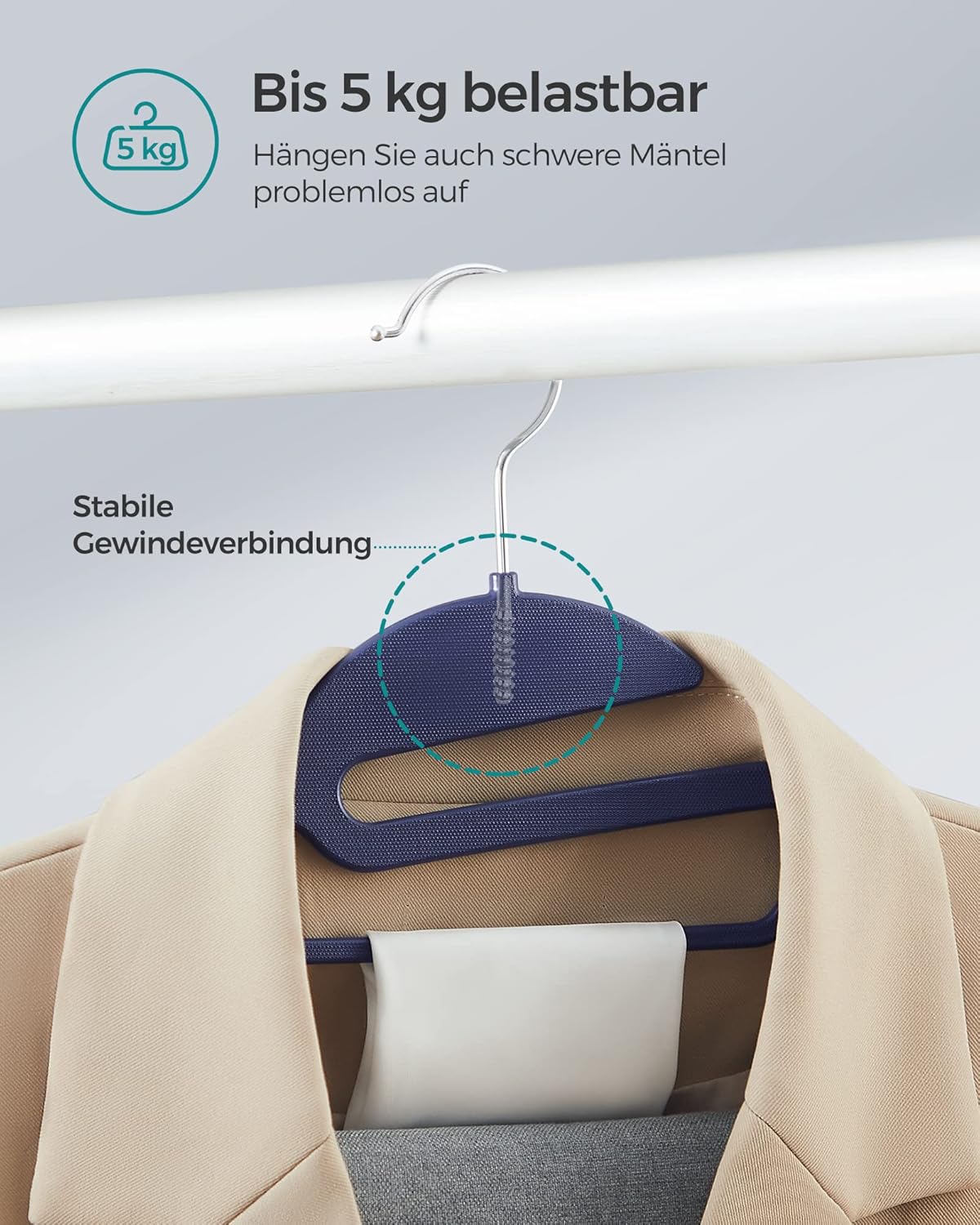 20er-Set Kleiderbügel, Dunkelblau + Hellblau 20 Stück