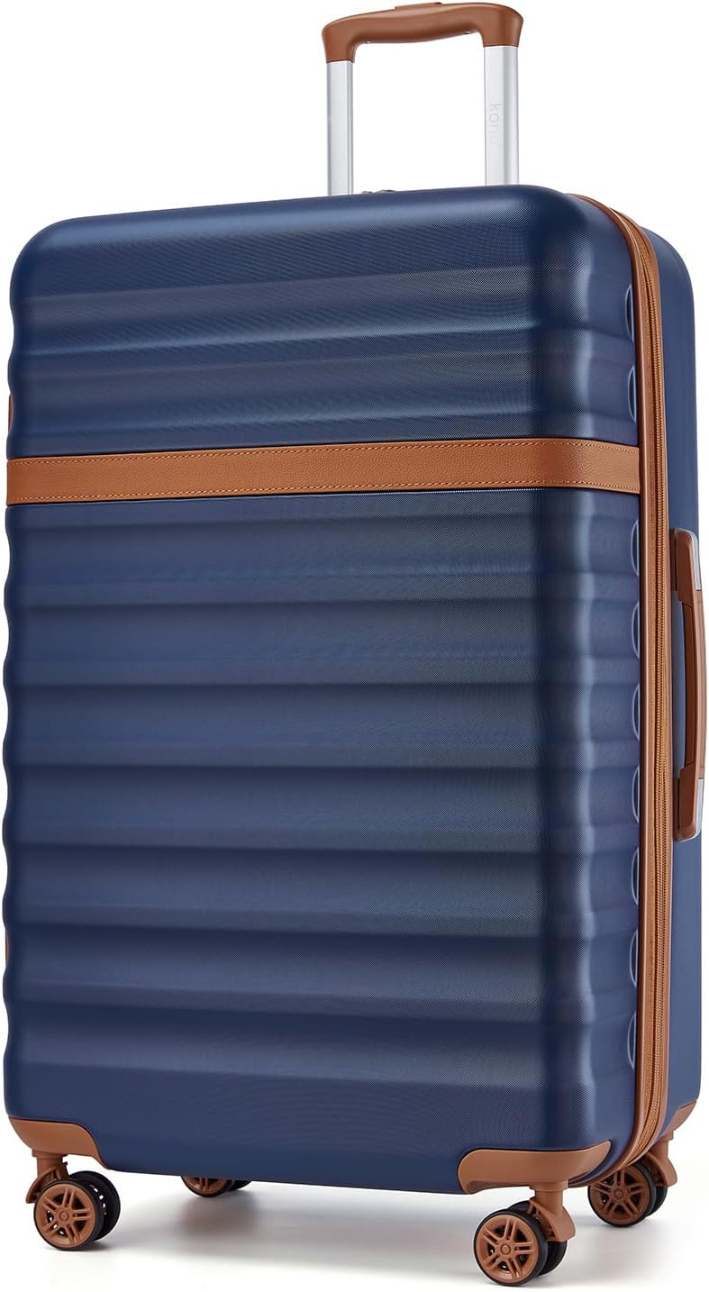 Grosser Reisekoffer mit TSA-Schloss, XL(75cm) Dunkelblau/Braun