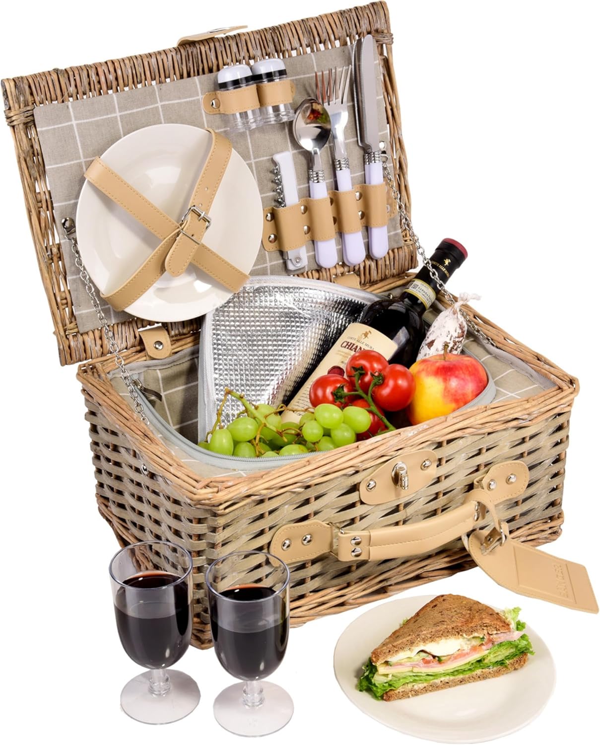 13-teiliges Picknickkorb-Set Amrum für 2 Personen, Picknickkorb Amrum