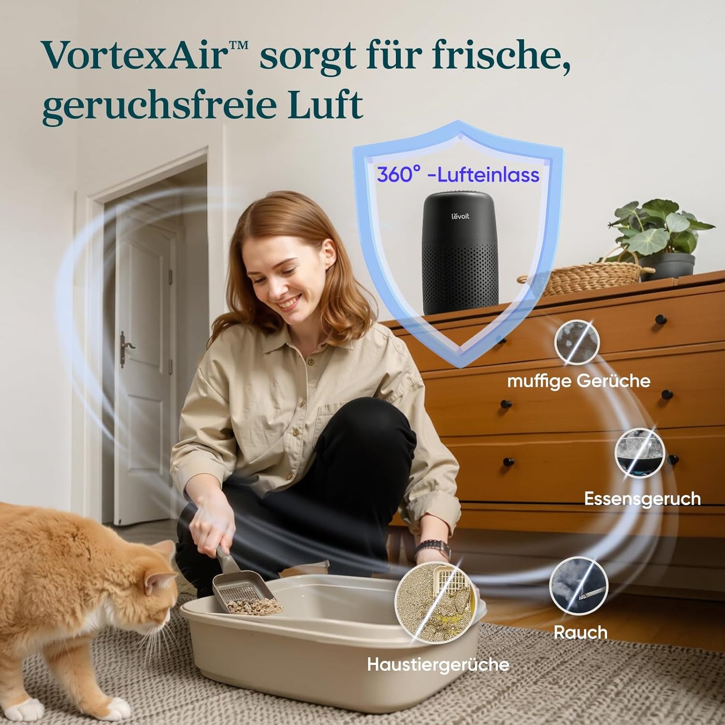 Luftreiniger mit HEPA-Filter und Aromatherapie, Schwarz Luftreiniger