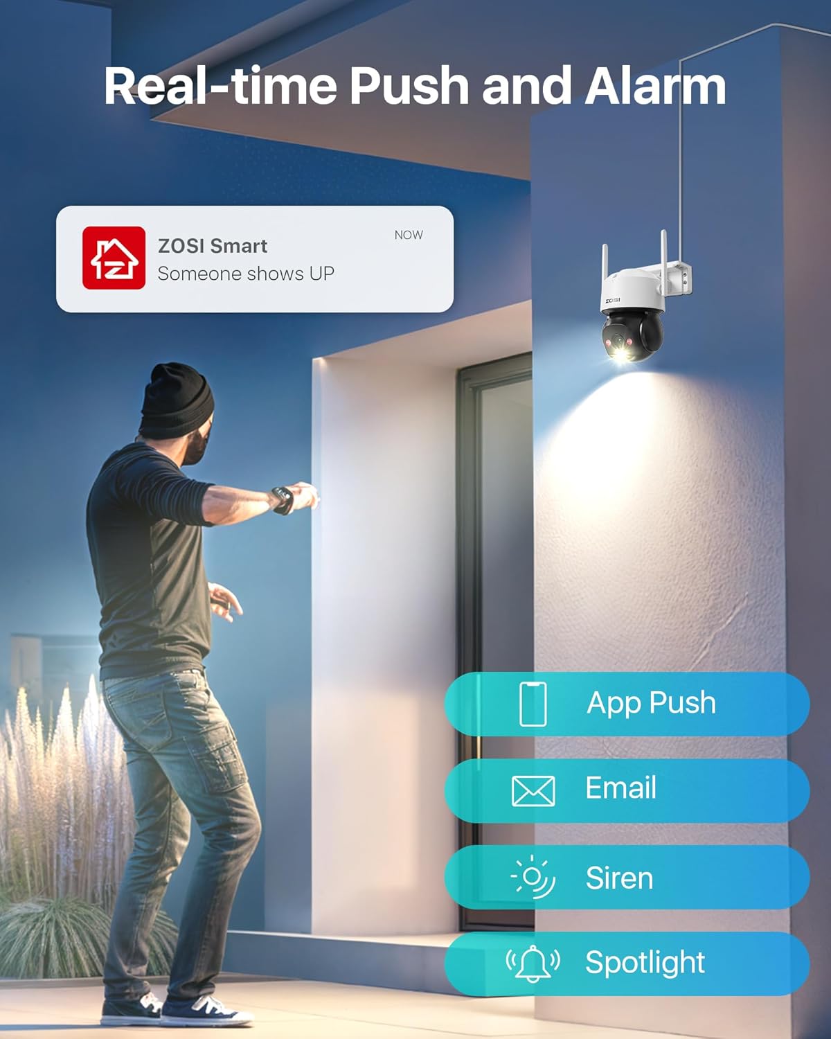 WLAN-Überwachungskamera C290 mit AI-Erkennung, 1080P | Schwarz