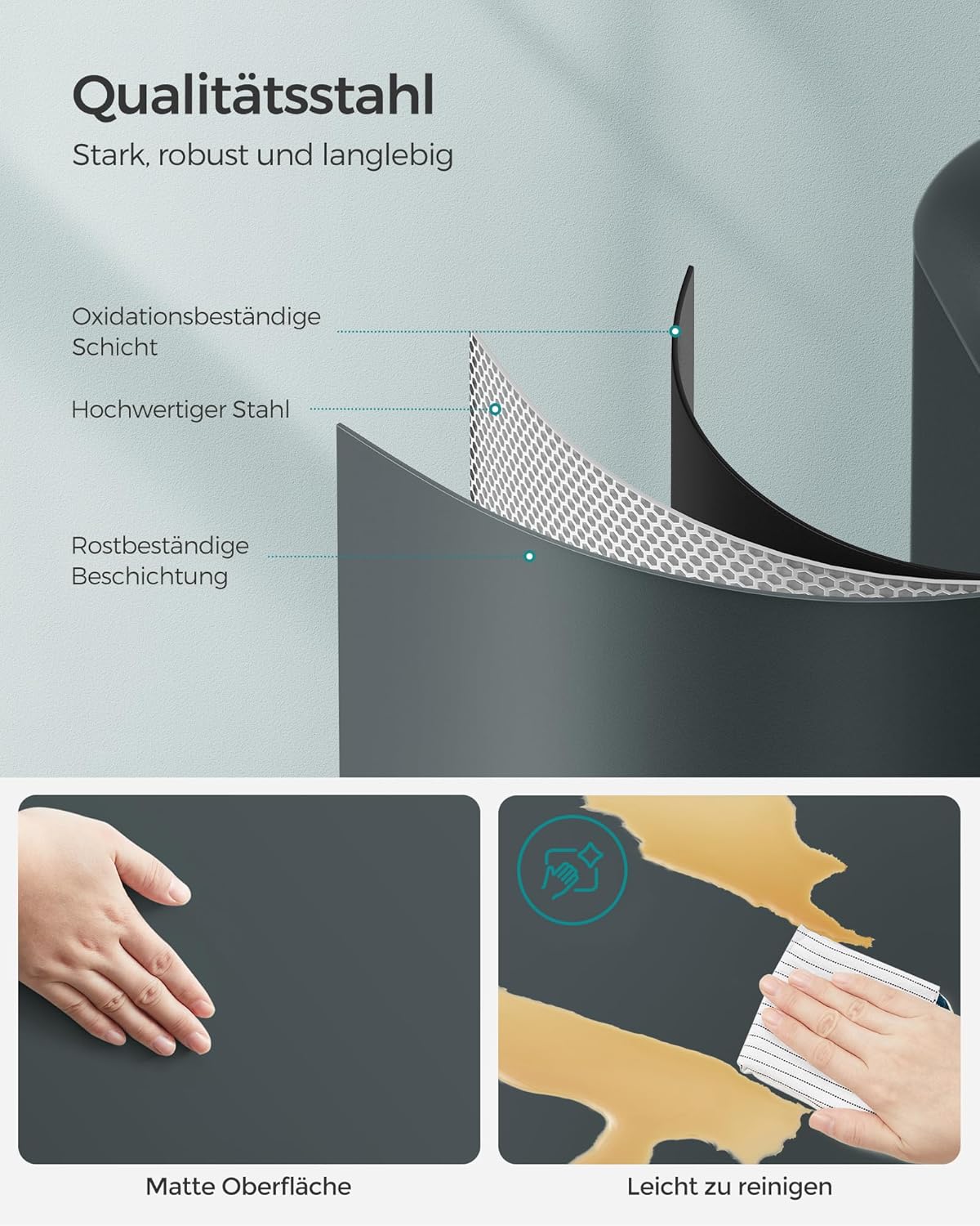 Mülleimer LTB01GS mit Soft-Close-Deckel, Anthrazit
