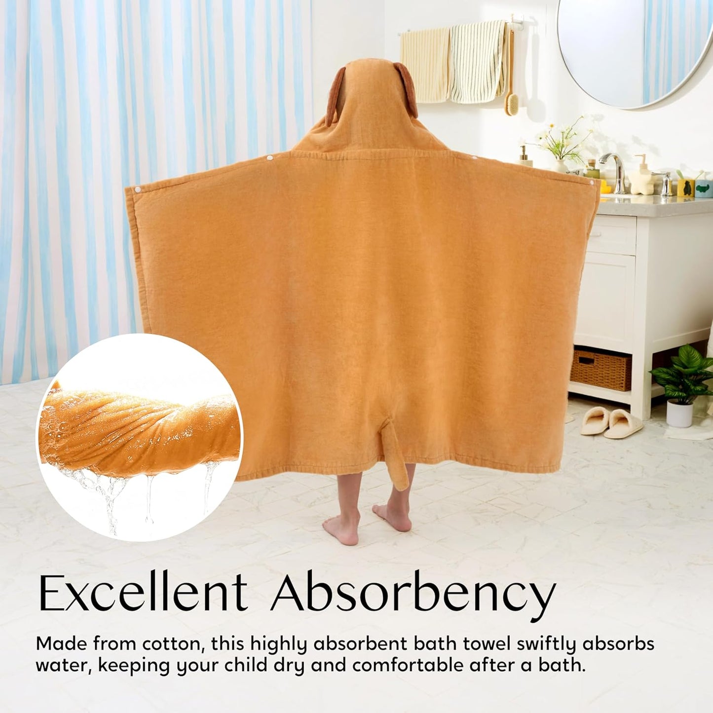 Kinder Kapuzenhandtuch Badeponcho aus Baumwolle, Braun