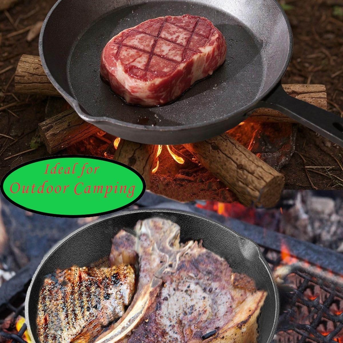 3er-Set Gusseisen-Pfannen, Pre-Seasoning Coating 3-teiliges Pfannenset