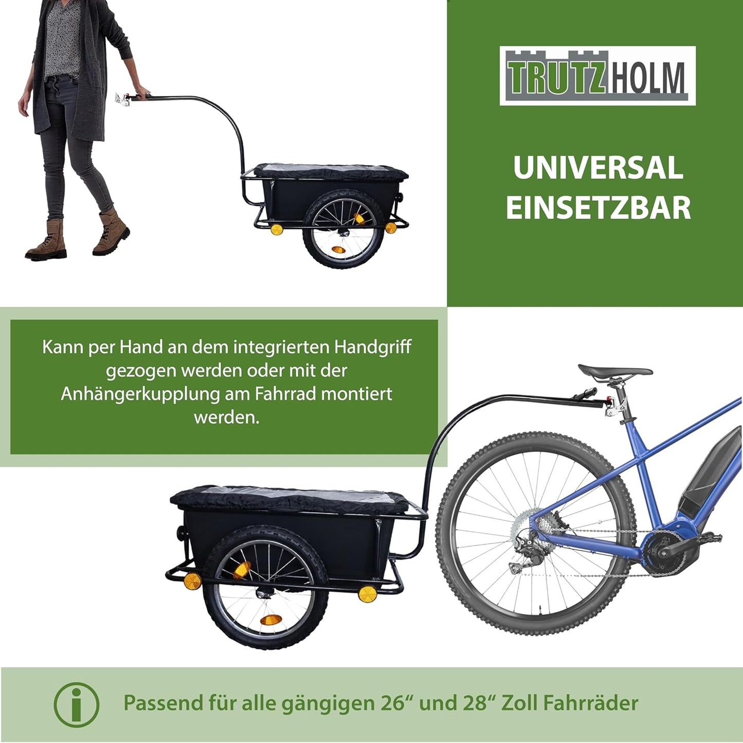 Lastenanhänger und Handwagen 90L mit Kupplung