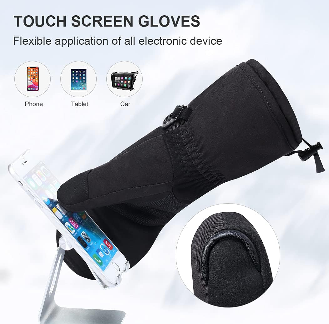 Wiederaufladbare beheizte Ski-Handschuhe für Winteraktivitäten, Schwarz XL