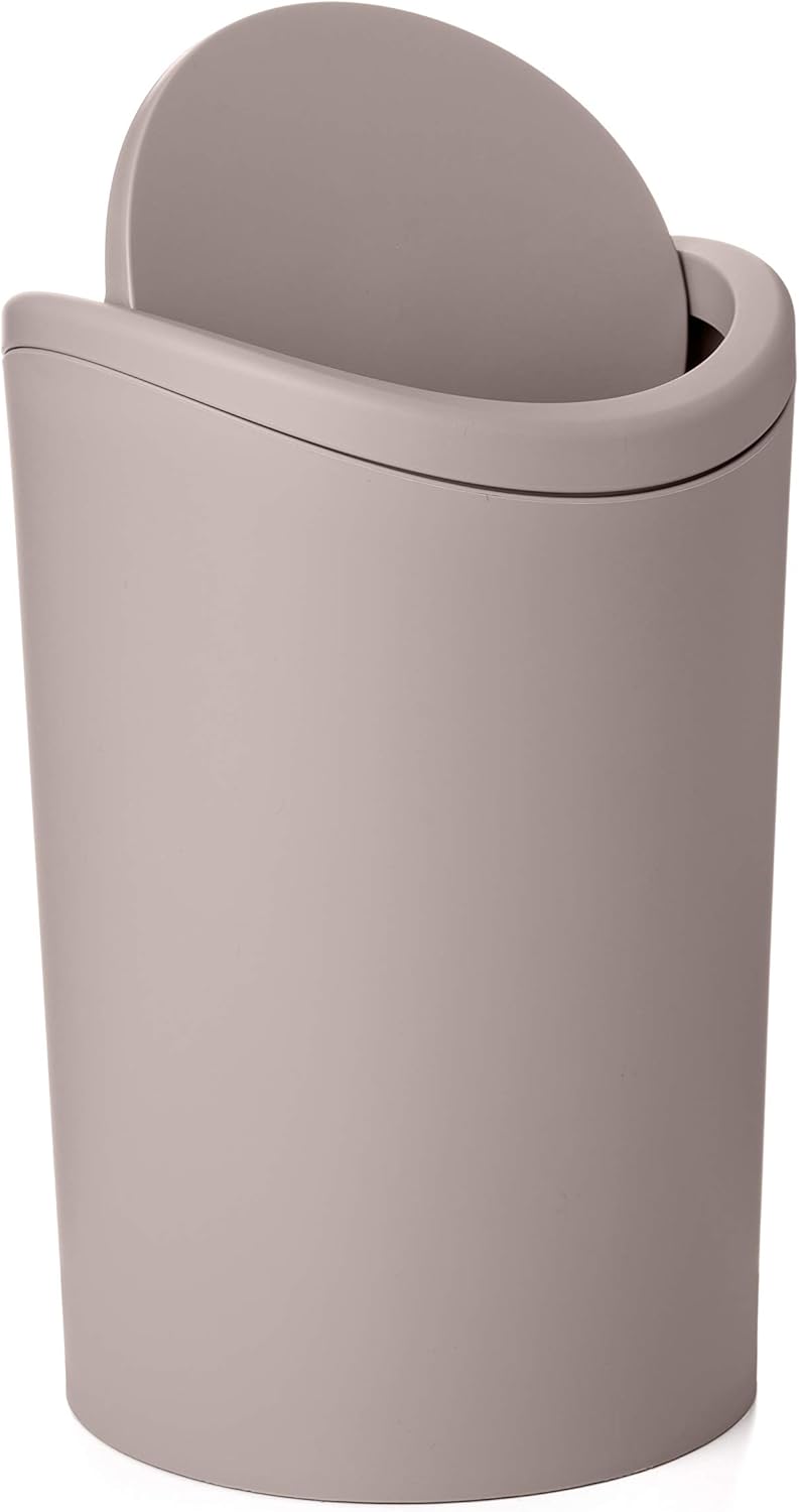 Mülleimer mit Schwingdeckel, Taupe 6L