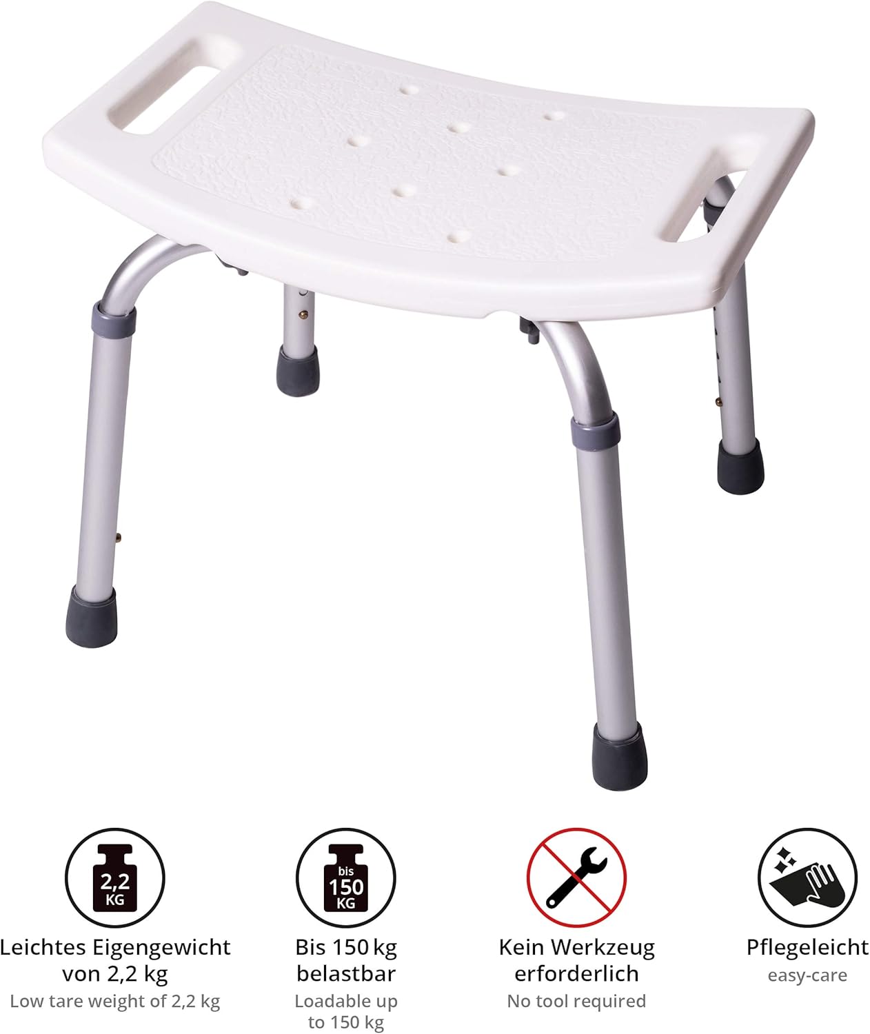Badhocker Duschstuhl bis 150 kg, Badhocker 150 kg