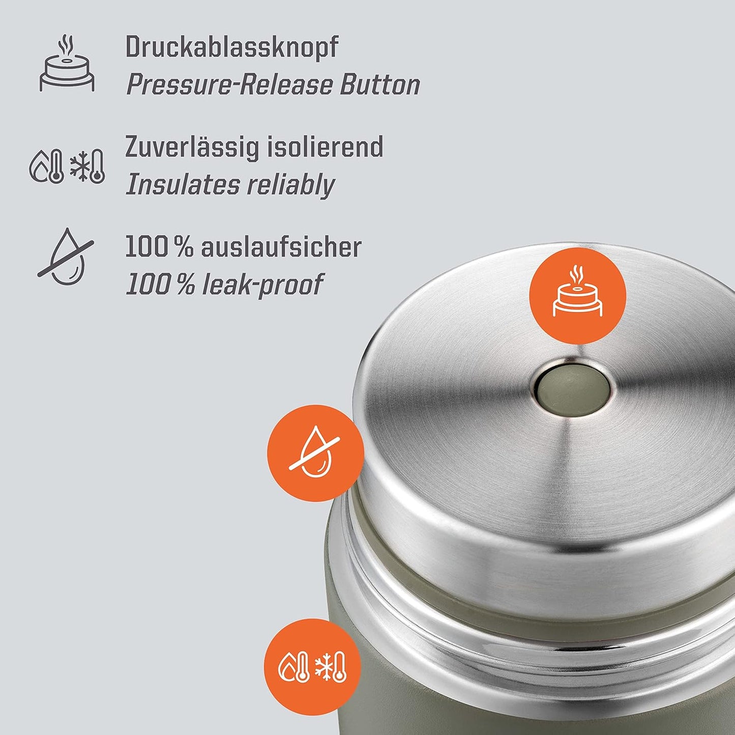 Thermobehälter Sculptor, Stone Grey 1000 ml Ohne Manschette