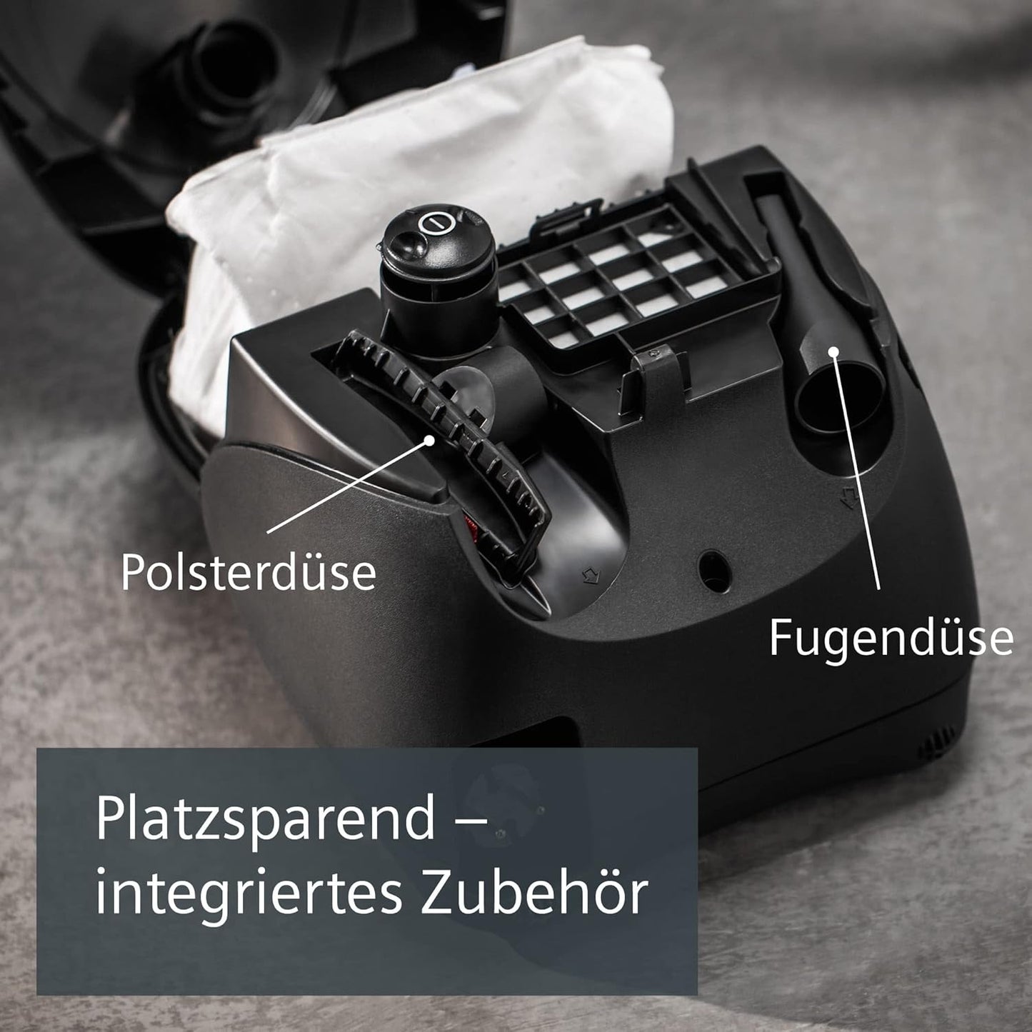 Staubsauger VS06B112A mit Beutel, Schwarz Parquet Düse