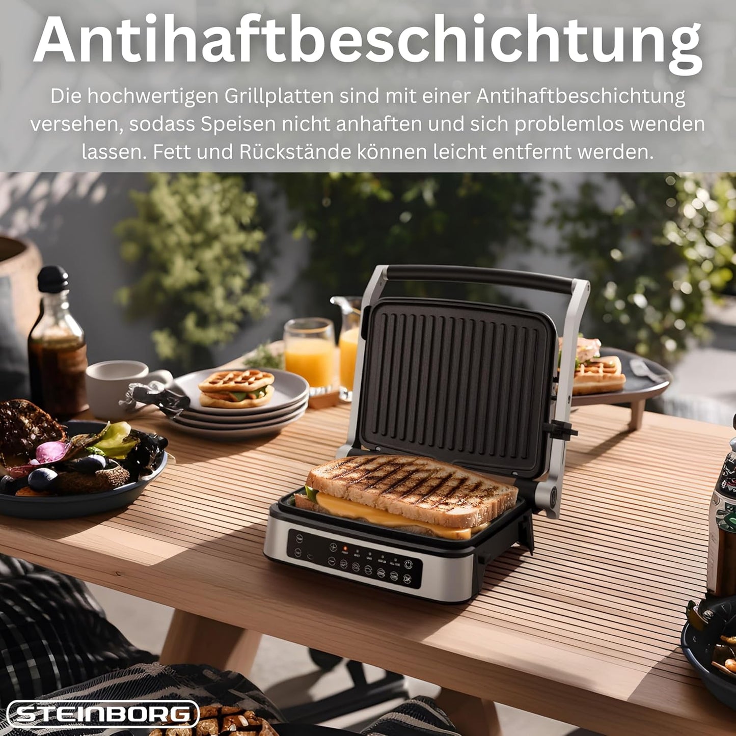 Kontaktgrill mit Touch-Display & abnehmbaren Platten