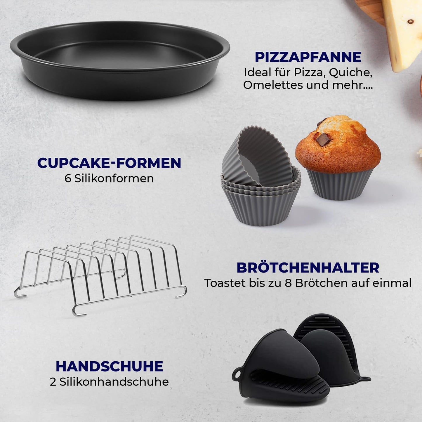 19-teiliges Heissluftfritteusen Zubehör Set, 100 Backpapier
