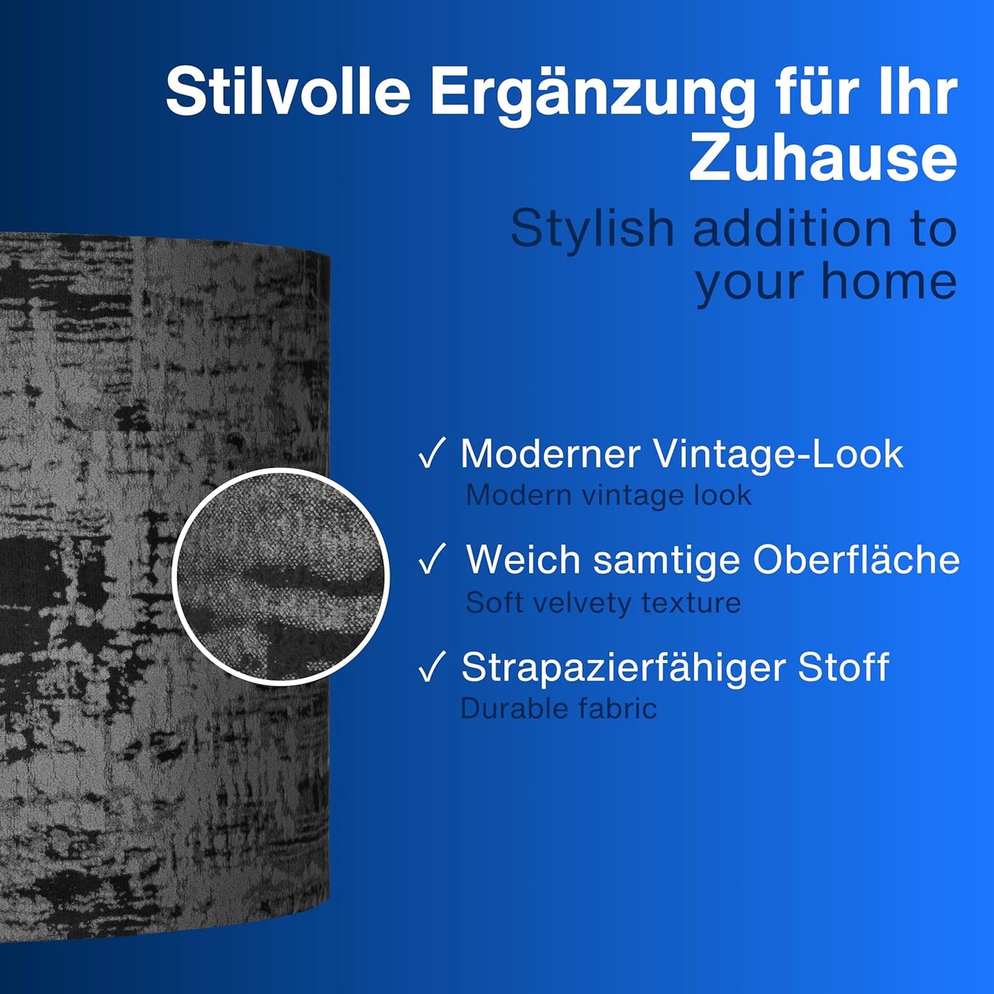 Lampenschirm im Vintage Look, Ø 42cm Schwarz