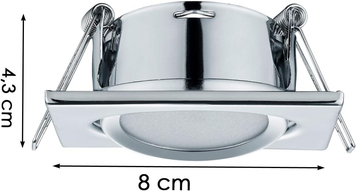 3er-Set LED-Einbauleuchten Rila, eckig 3er Chrom