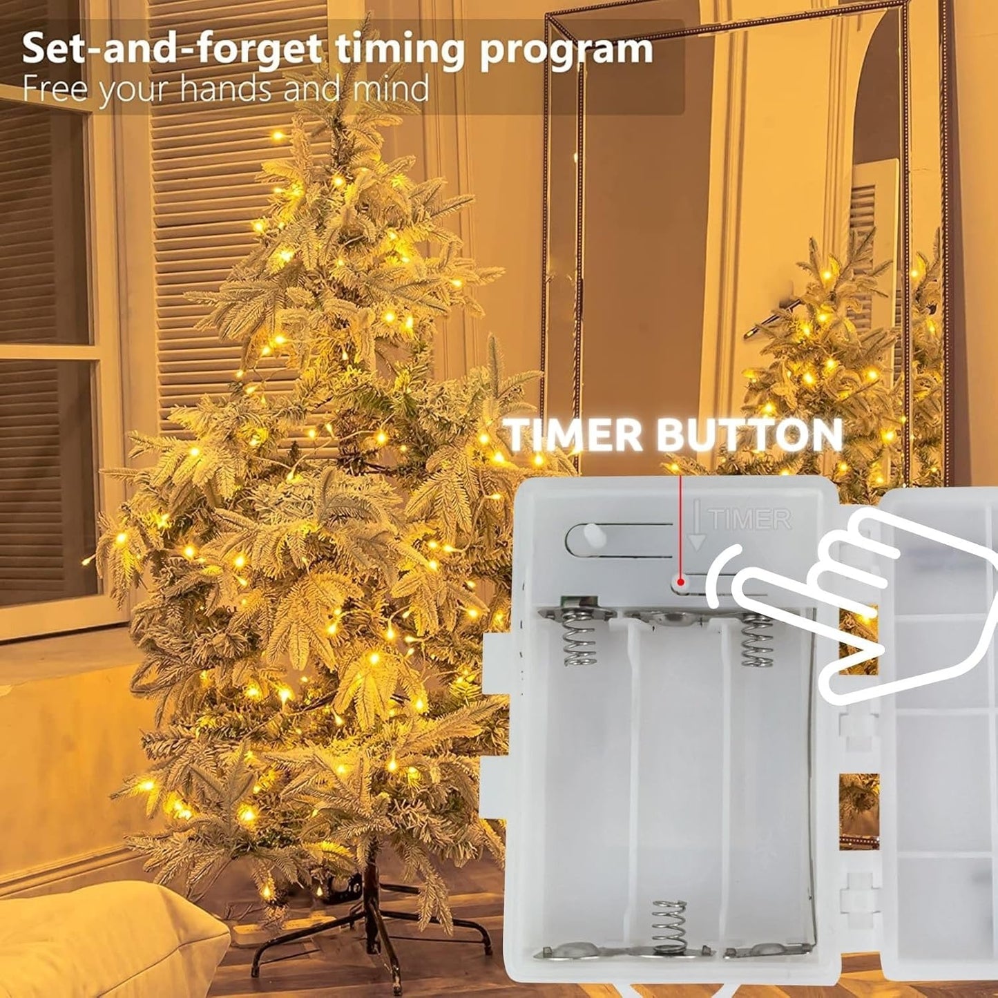 4er-Pack LED Lichterketten mit Timer und 9 Programmen, 4stk 50 Led Warmweiß