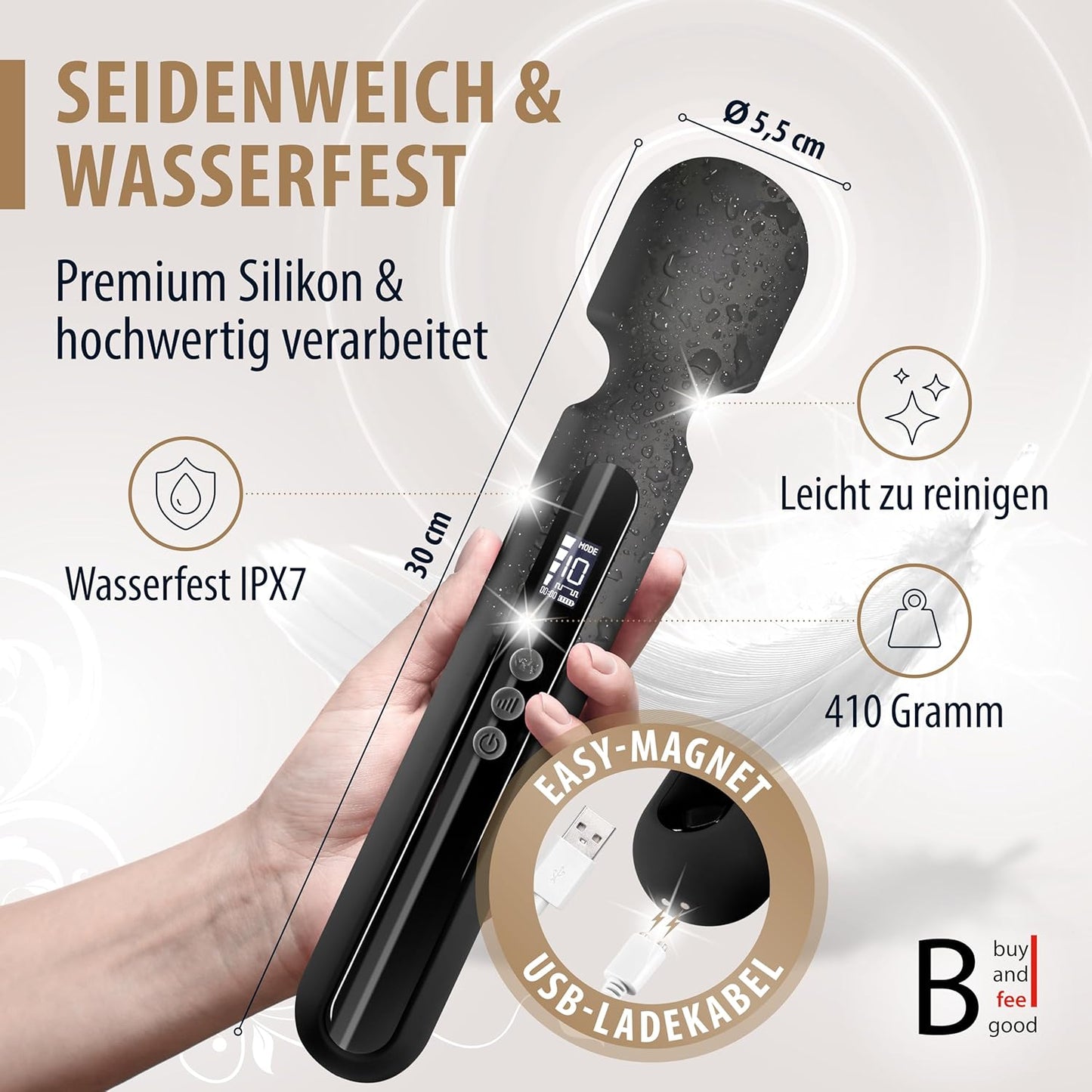 XXL Magic Wand Vibrator für Frauen, Schwarz