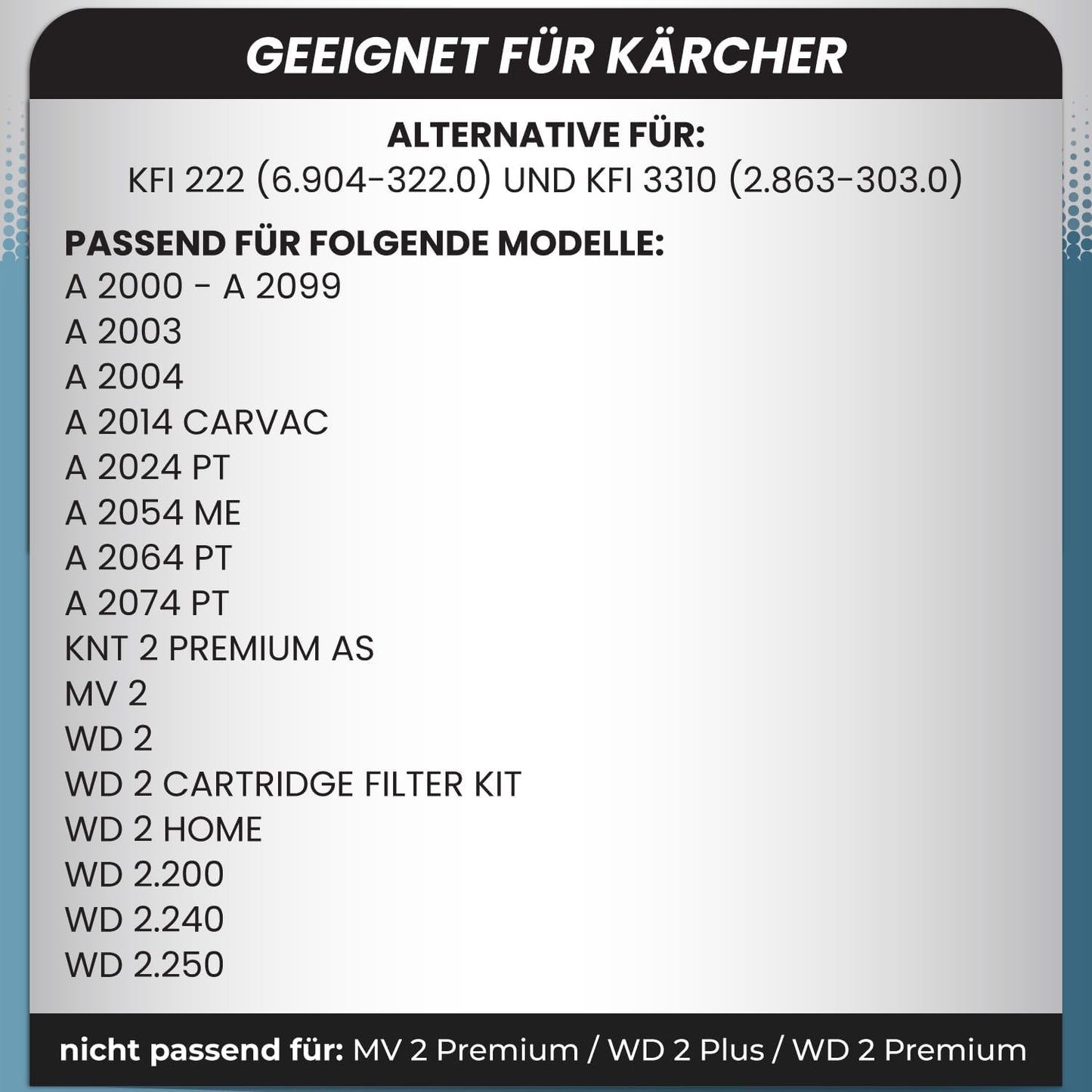 11-teiliges Staubsaugerbeutel-Set für Kärcher WD2/MV2, 10 Beutel + 1 Filter WD 2, MV 2