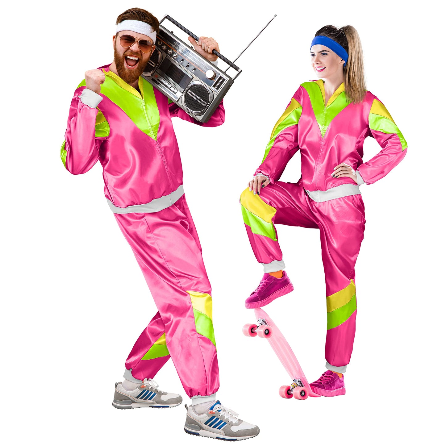 Retro Trainingsanzug, S Pink I Grün I Gelb