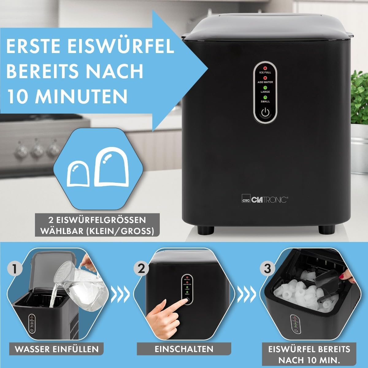 EWB 3798 schwarz Eiswürfelbereiter, Schwarz *NEUSTES MODELL*