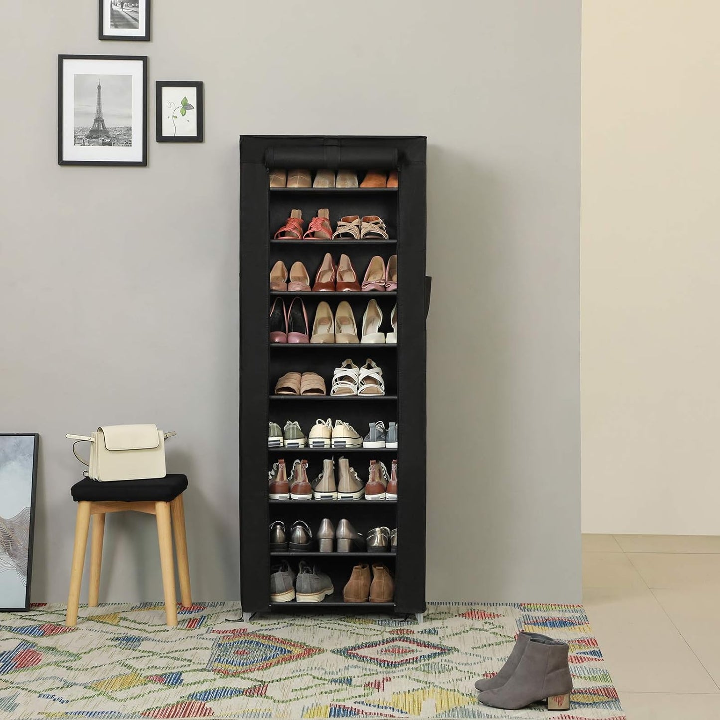 Schuhregal mit 10 Ebenen, 10 Ebenen (58B cm) Schwarz