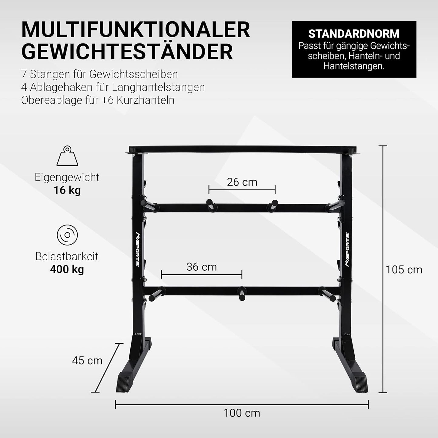 Multifunktionale Hantelablage