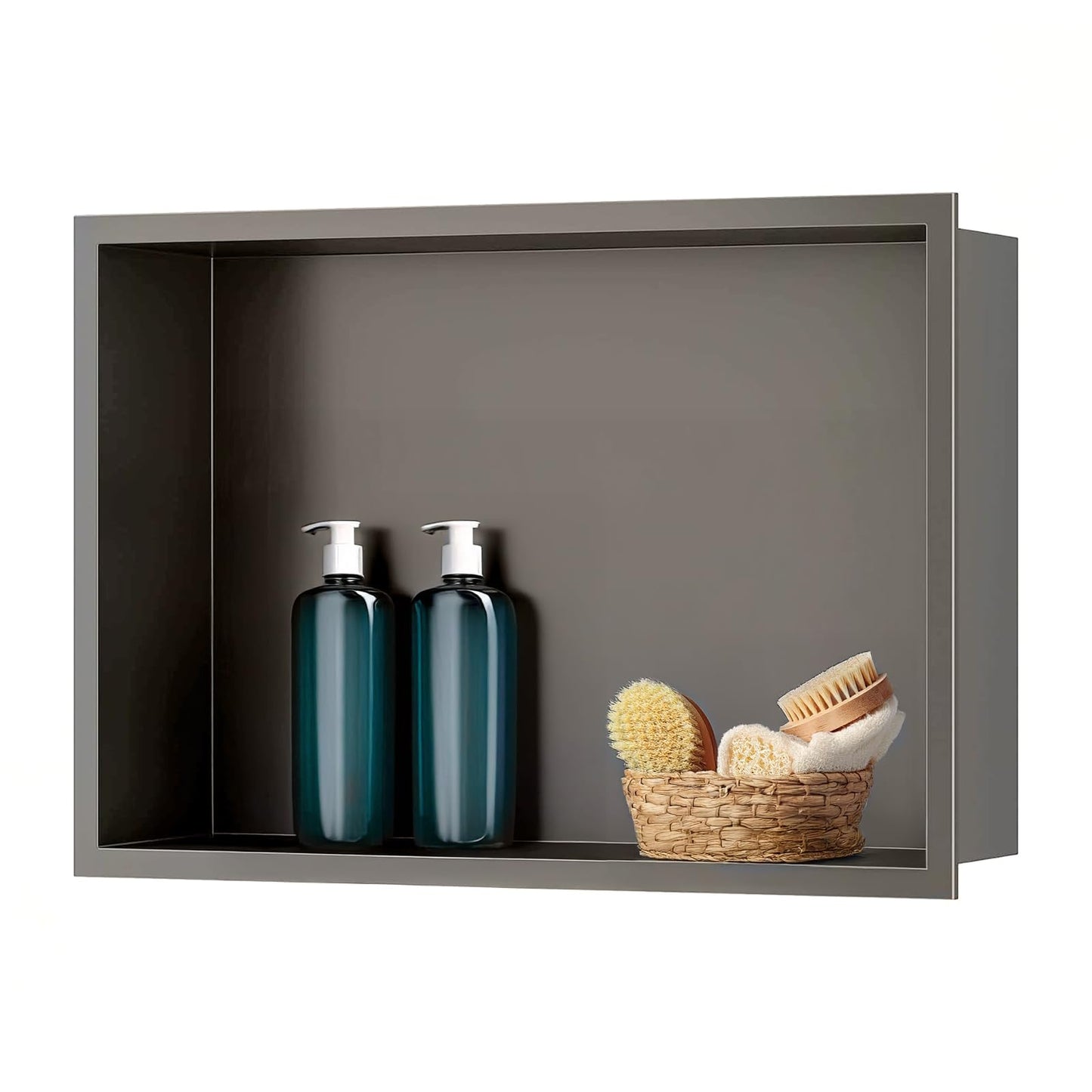 Duschnische Edelstahl Einzelregal 30x45cm, 30×45cm Grau