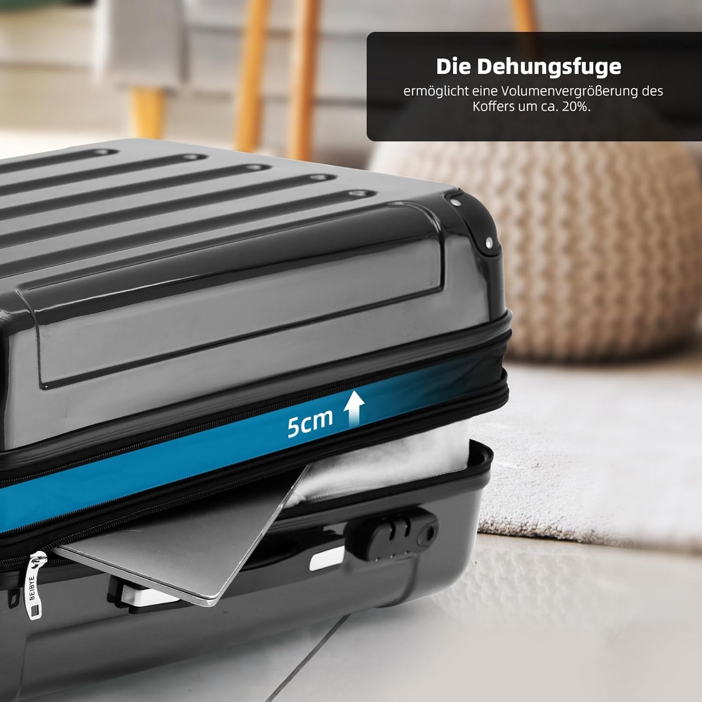3-tlg. Hartschalenkoffer-Set, Schwarz SET