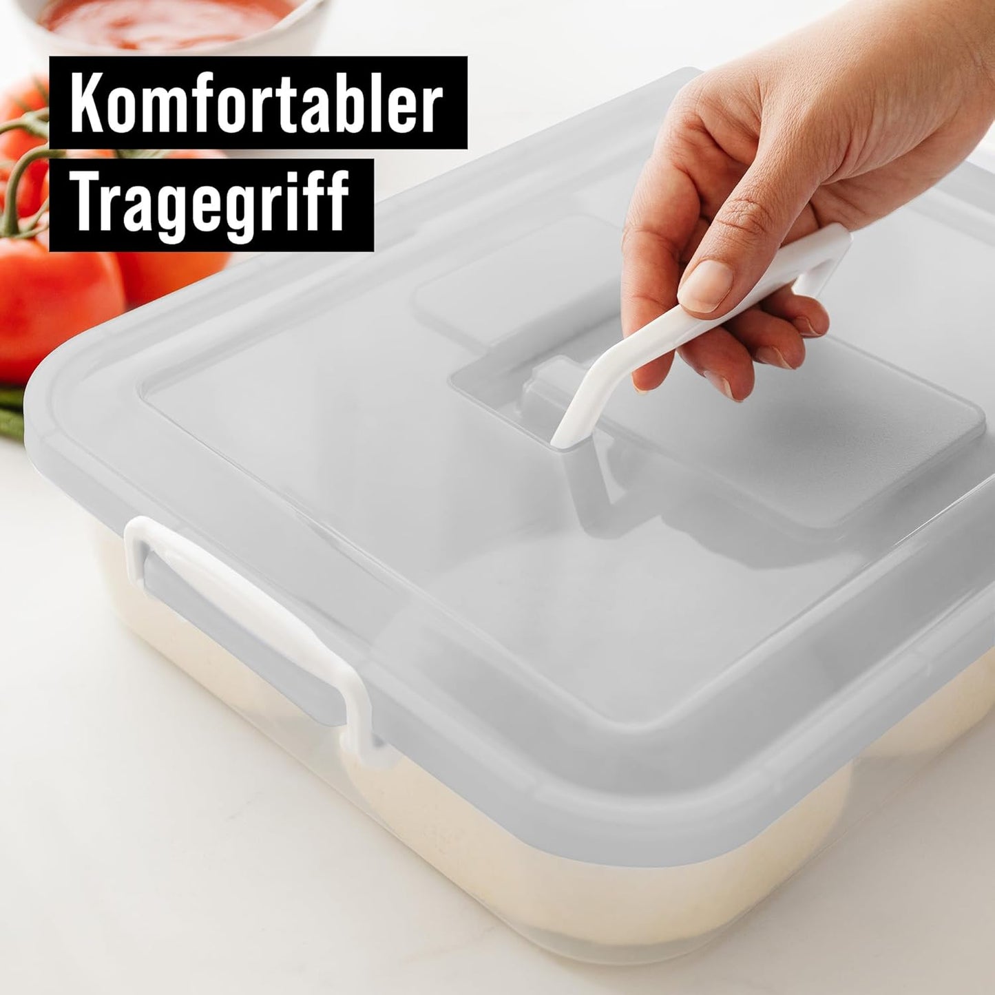 Pizzateigbehälter mit Deckel, Grau 35,6 x 27,9 cm