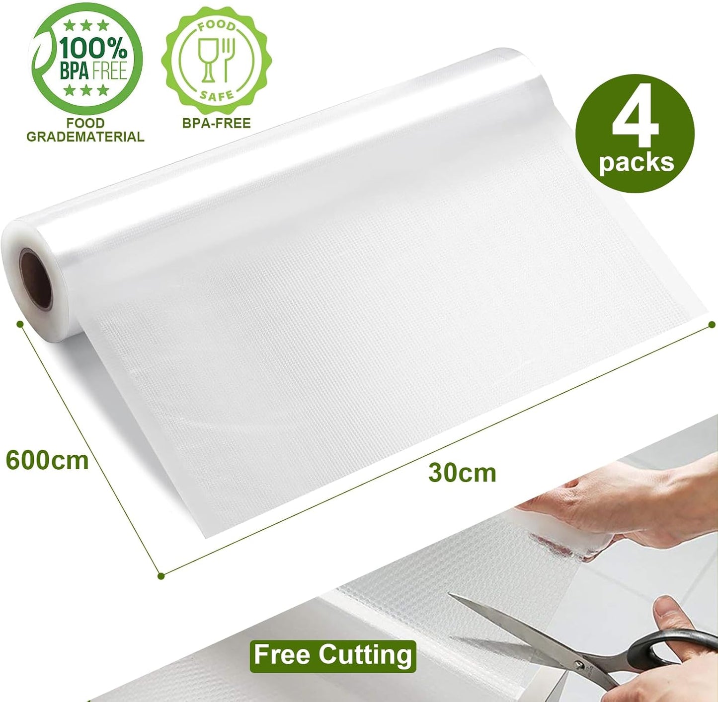 Vakuumierbeutel Rollen-Set, 30cm*600cm-4 Rollen