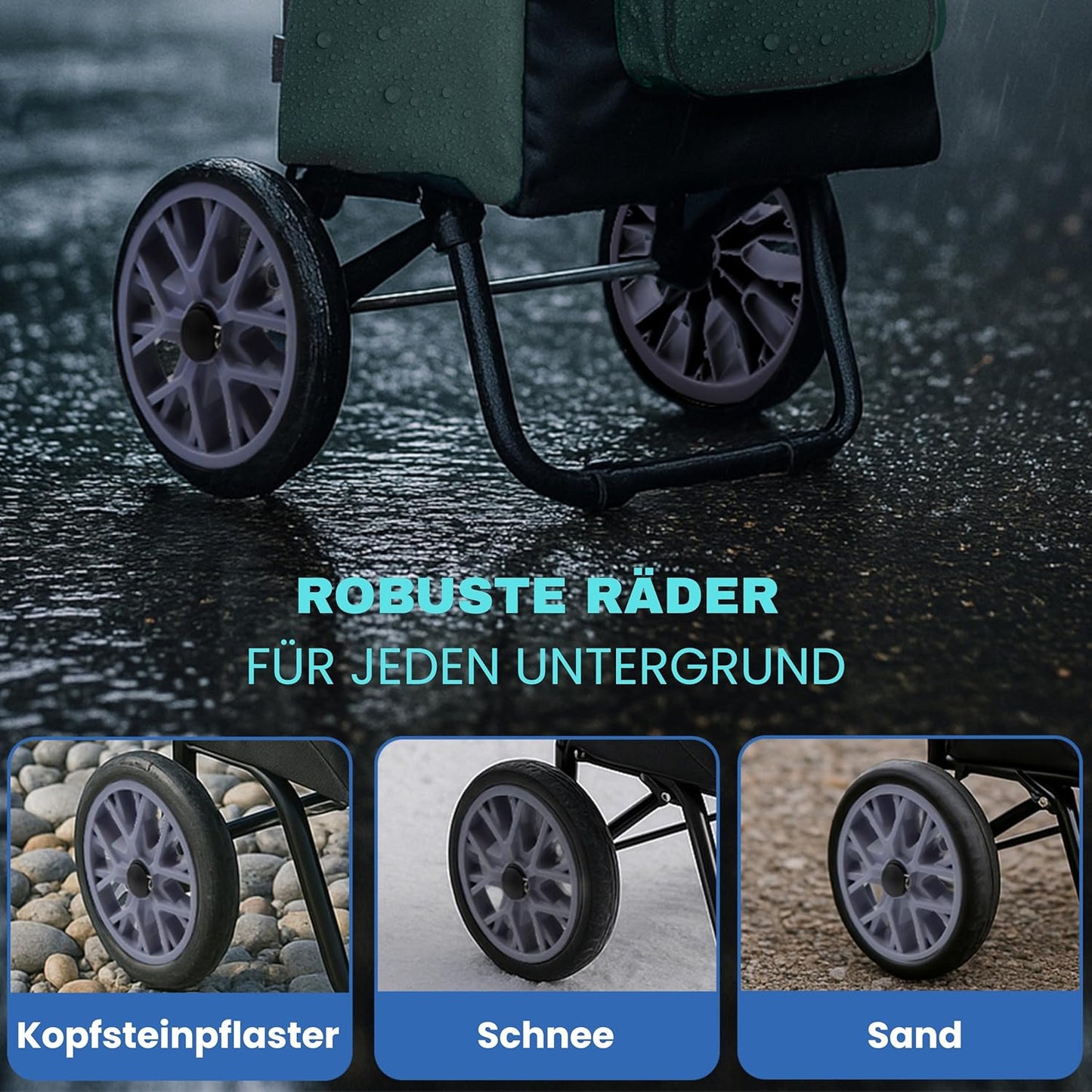 Klappbarer Einkaufstrolley mit Treppensteiger-Funktion, Grün
