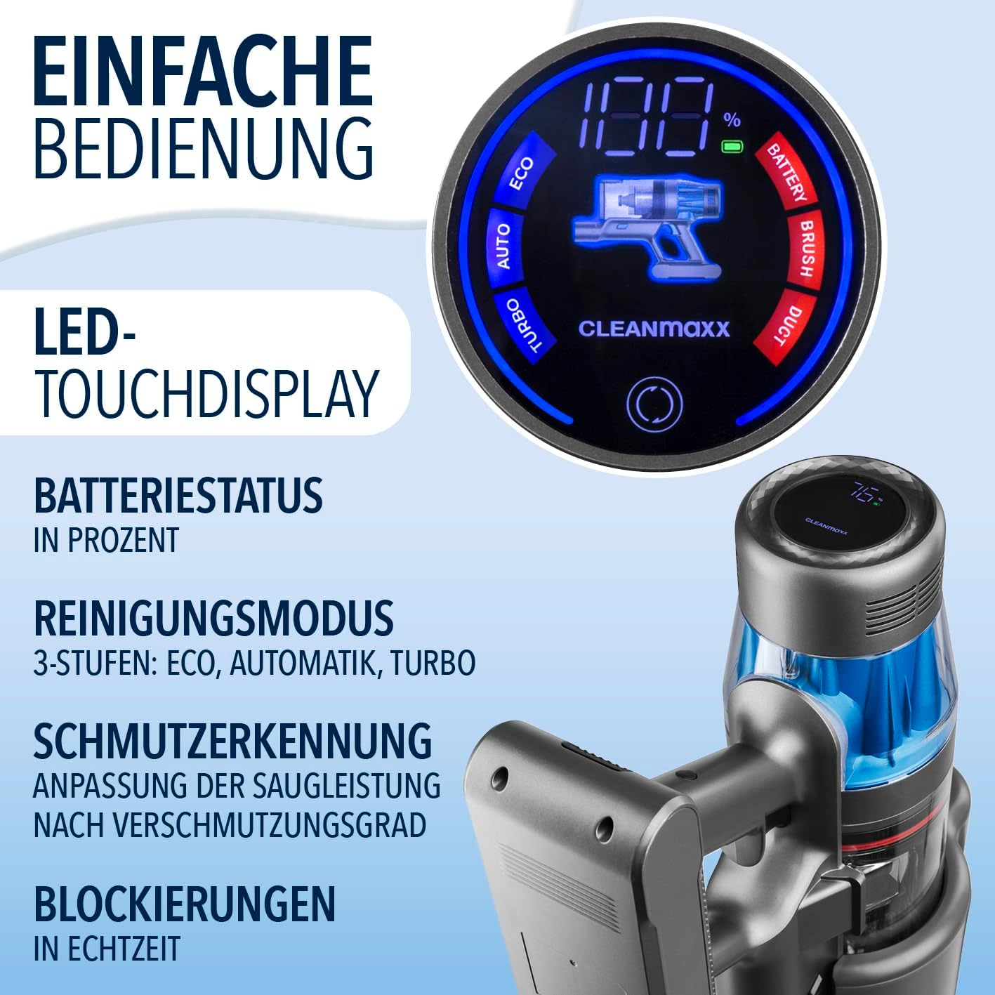 AeroTec 500 Handstaubsauger, Grau Blau Metallic