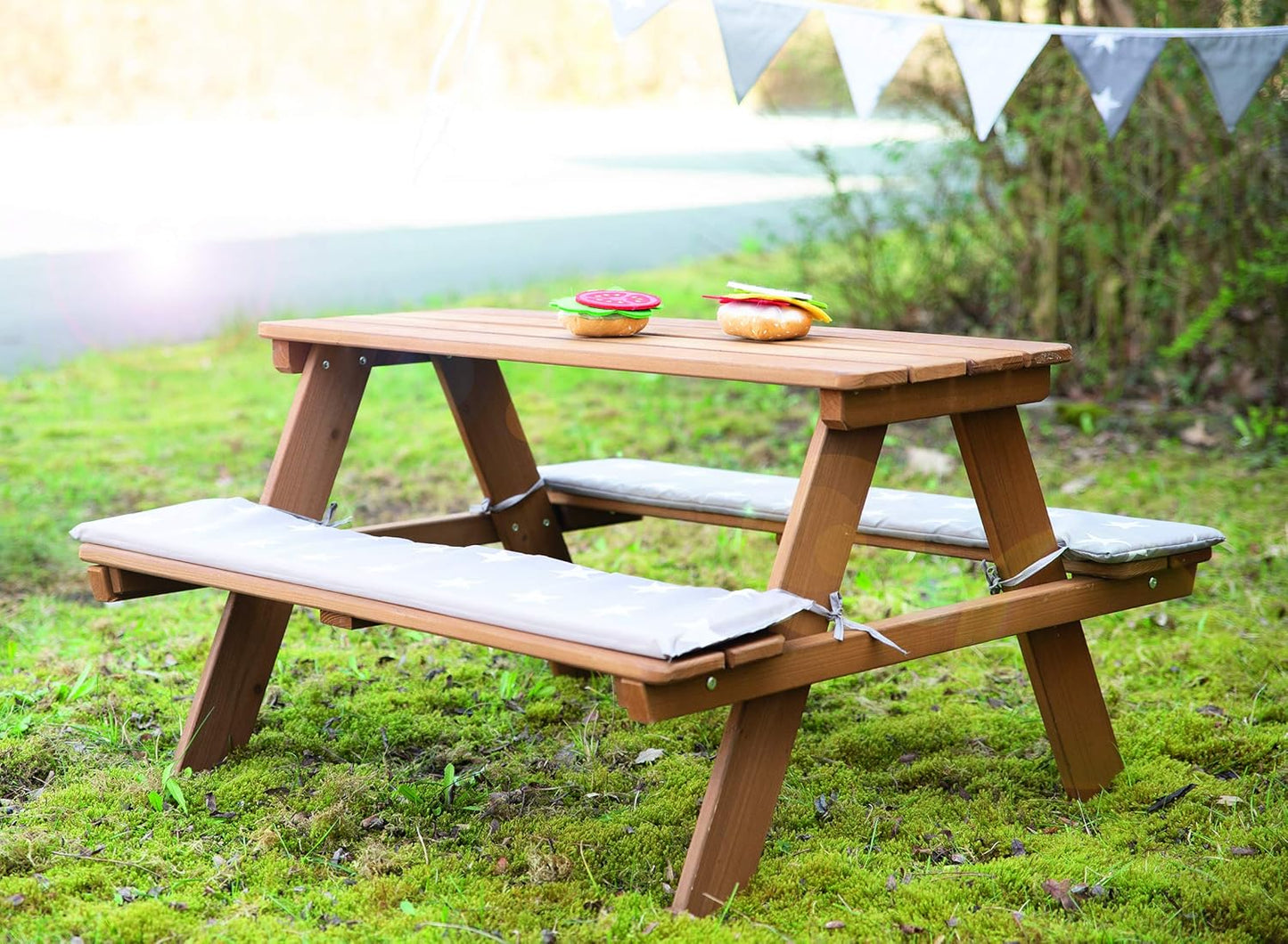 Kinder Outdoor Sitzgruppe aus Massivholz (4 Plätze), Teak Bank einzeln