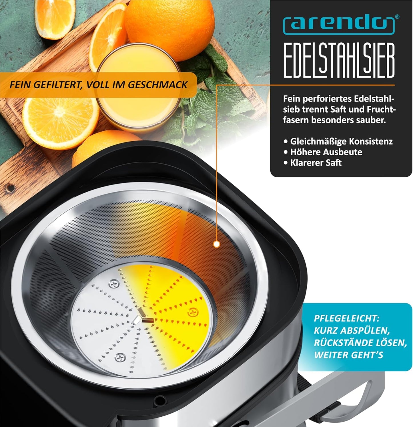 Edelstahl Entsafter mit Display, 1000 W, Pulsfunktion