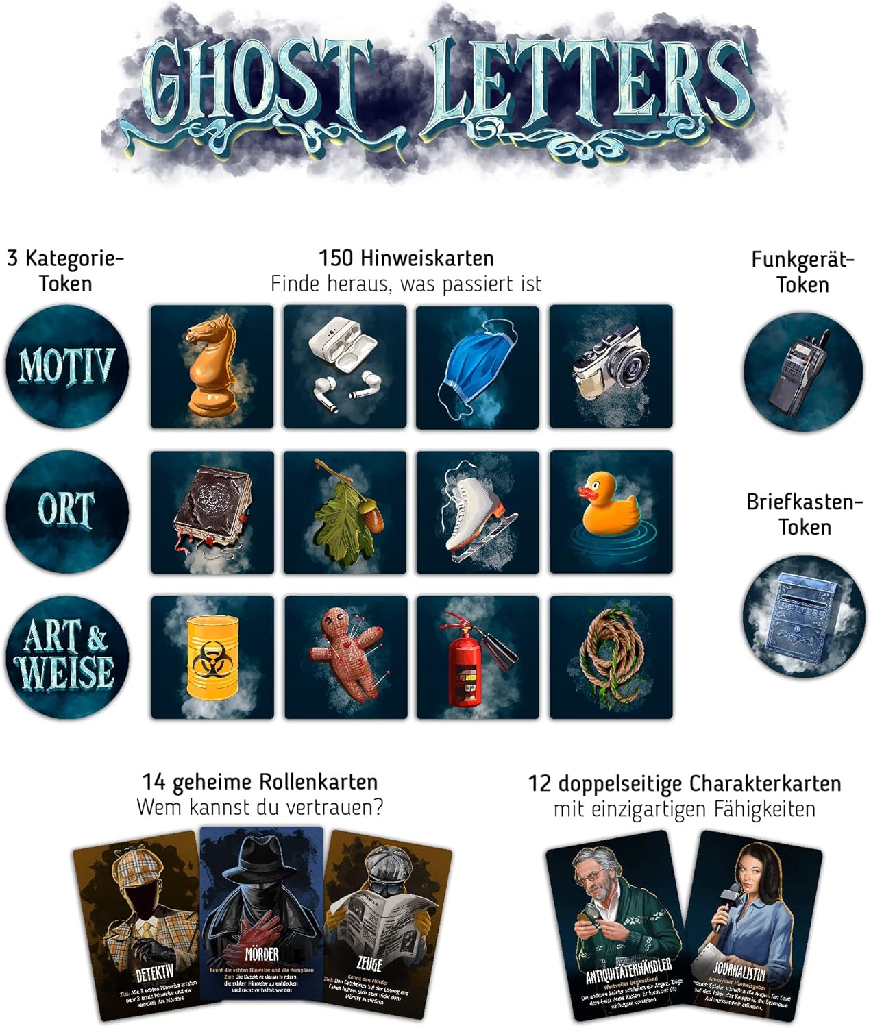 Ghost Letters Krimispiel mit geheimen Rollen ab 14, Deutsch