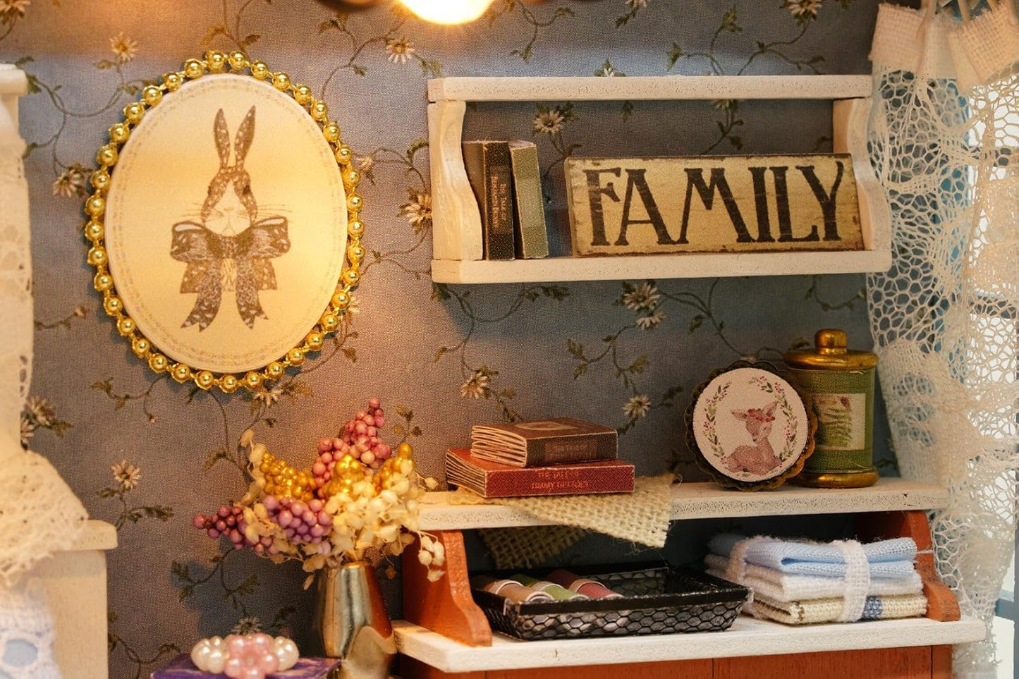 DIY Puppenhaus Miniatur Kit-Salon, Kaffeebraun