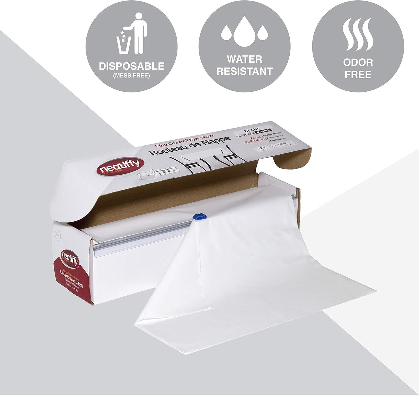 Tischtuchrolle mit Gleitschneider, Weiß
