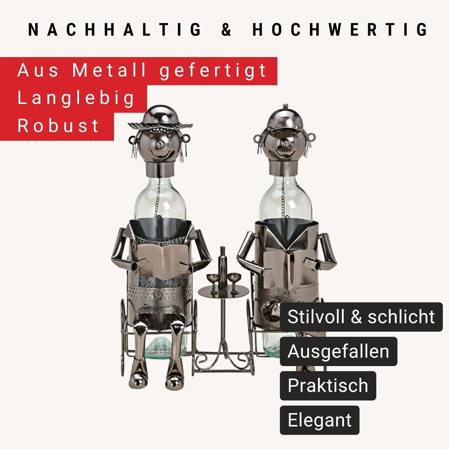 Weinflaschenhalter Deko-Figur Set, mit Figuren