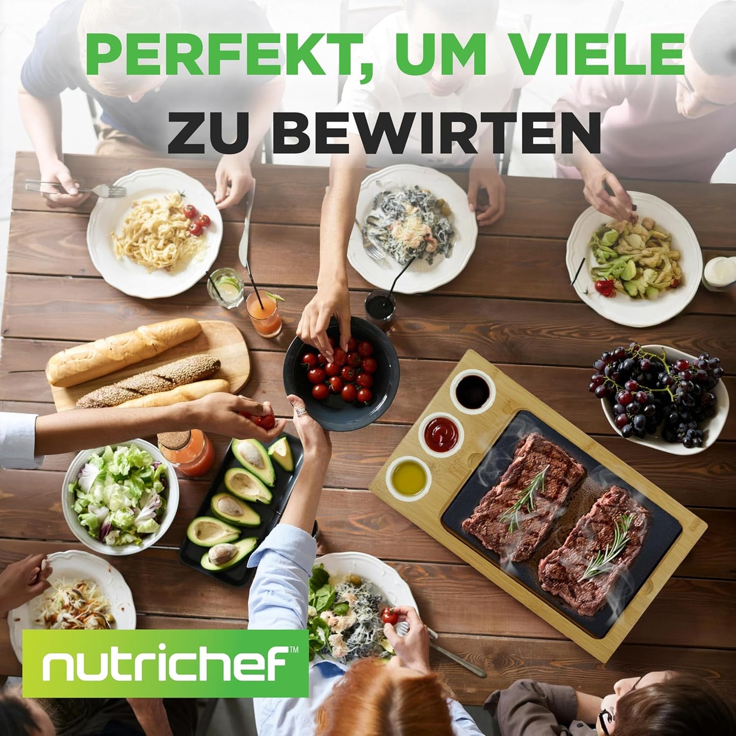 Heisser Stein Grillplatte mit Bambusrahmen, Rechteck