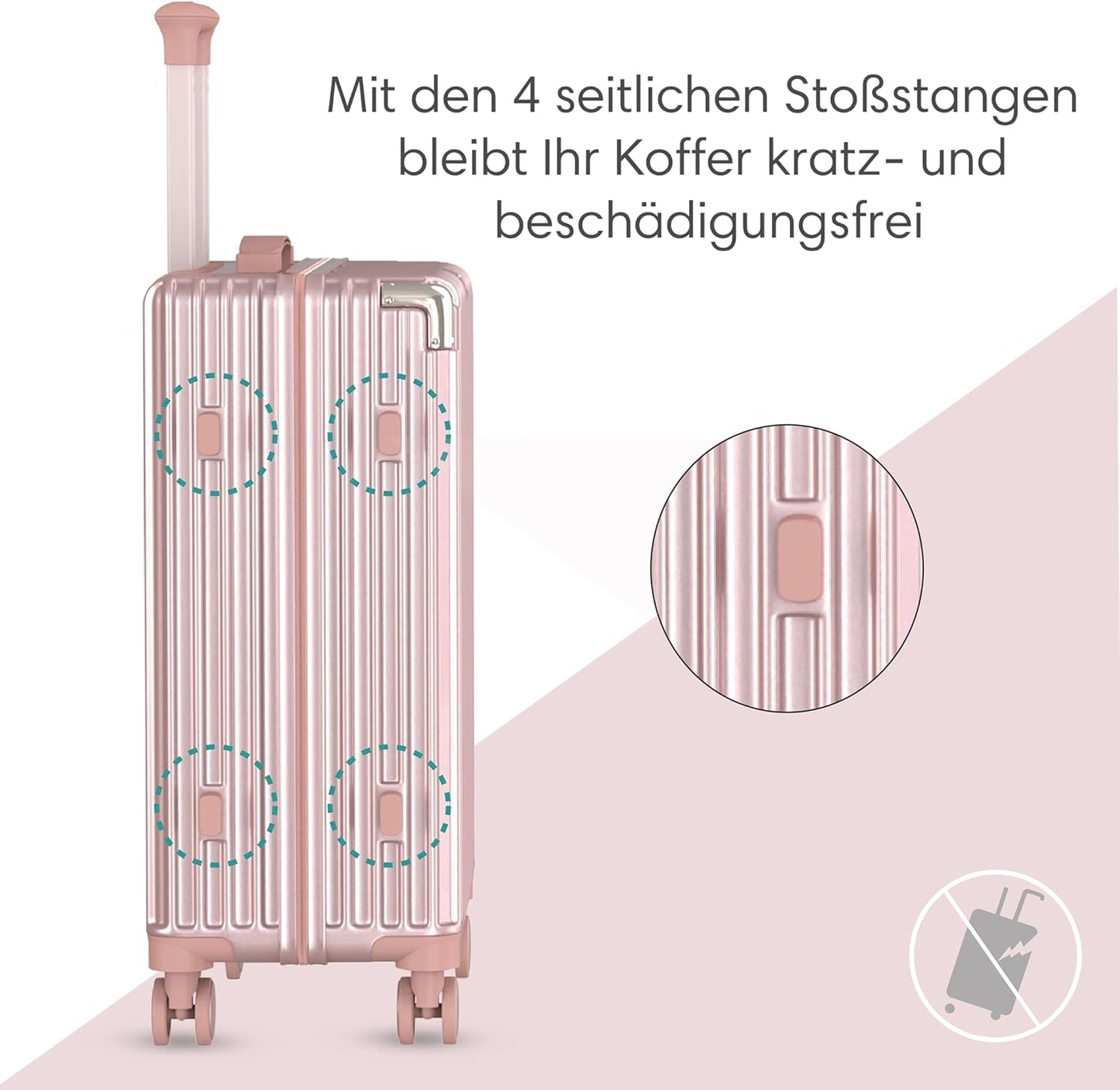 Hartschalenkofferset mit TSA-Schloss (2-teilig), 2 Telig Rose Gold