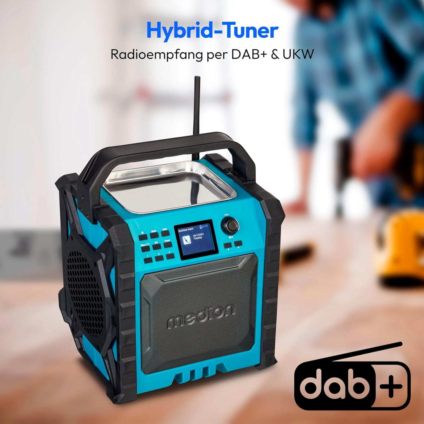 Baustellenradio mit Bluetooth und Powerbank-Funktion, Vertikal | 30 Watt (RMS)