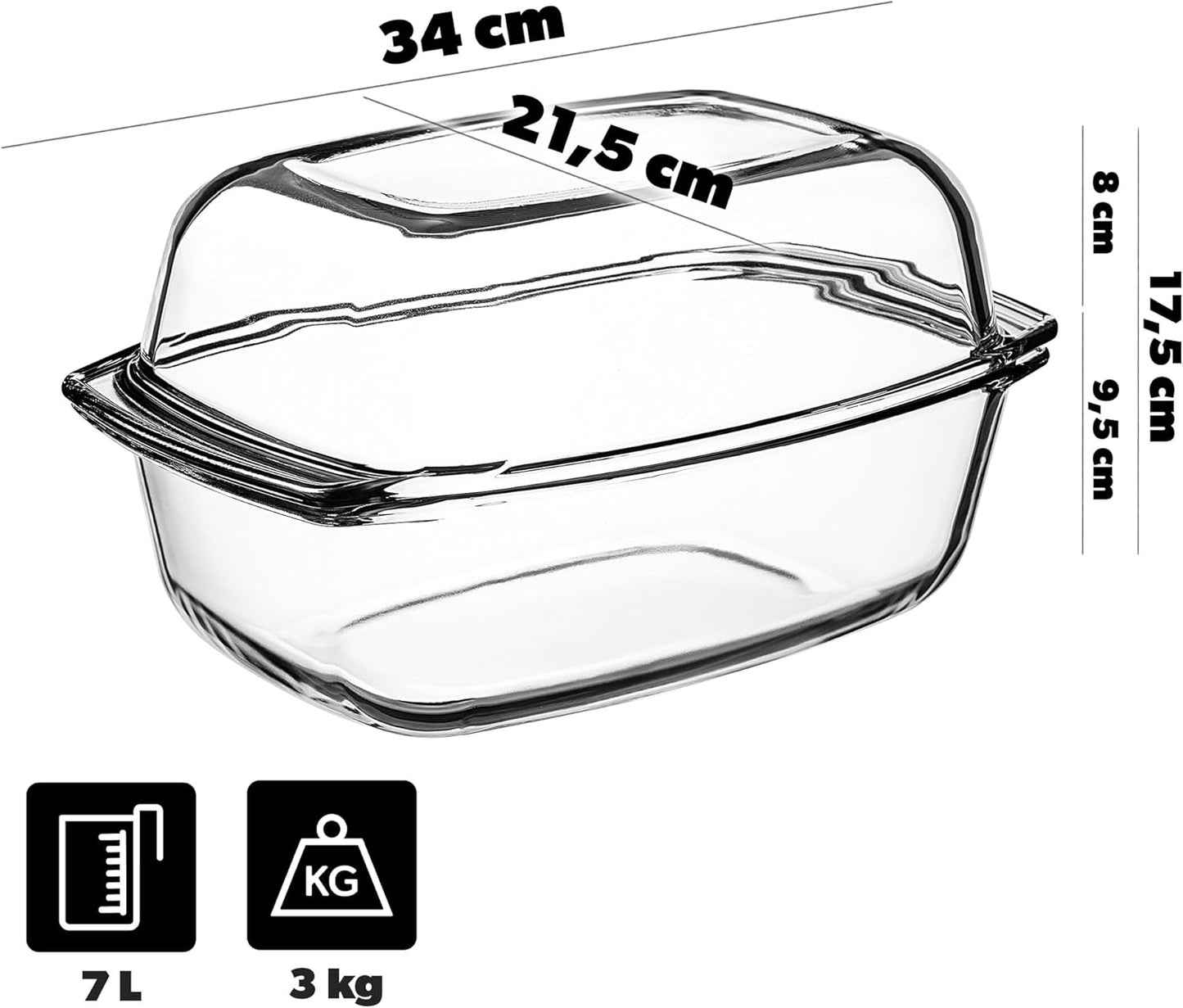 Auflaufform, Transparent 7L