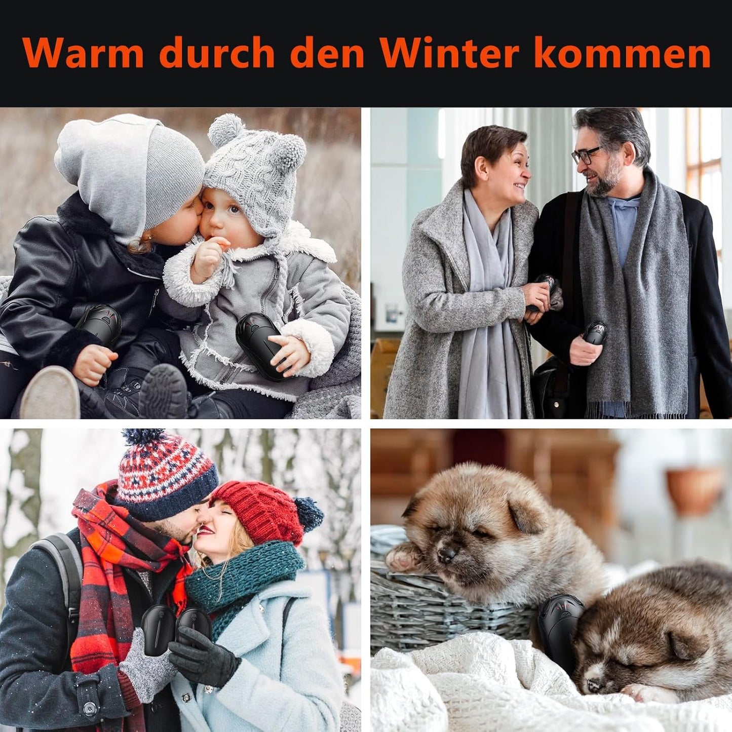 2er-Pack Taschenwärmer, wiederaufladbar, 1-Dunkles Schwarz
