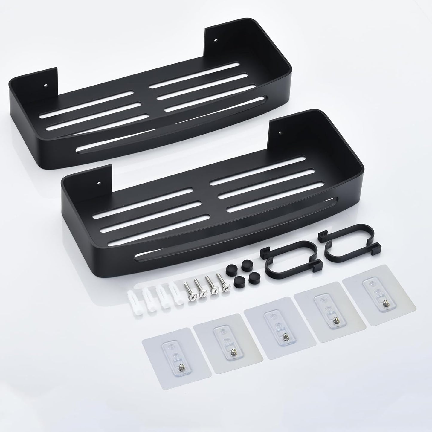 2-teiliges Duschablage-Set, ohne Bohren, 2 Stück Schwarz