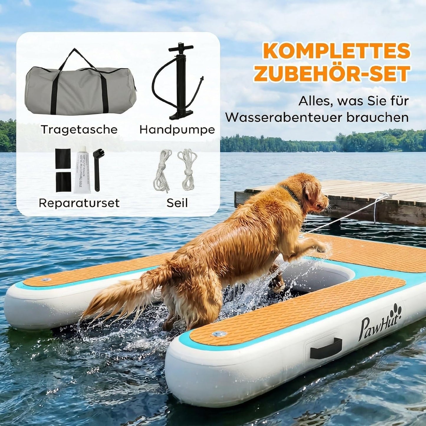 Aufblasbare Hunde-Wasserrampe