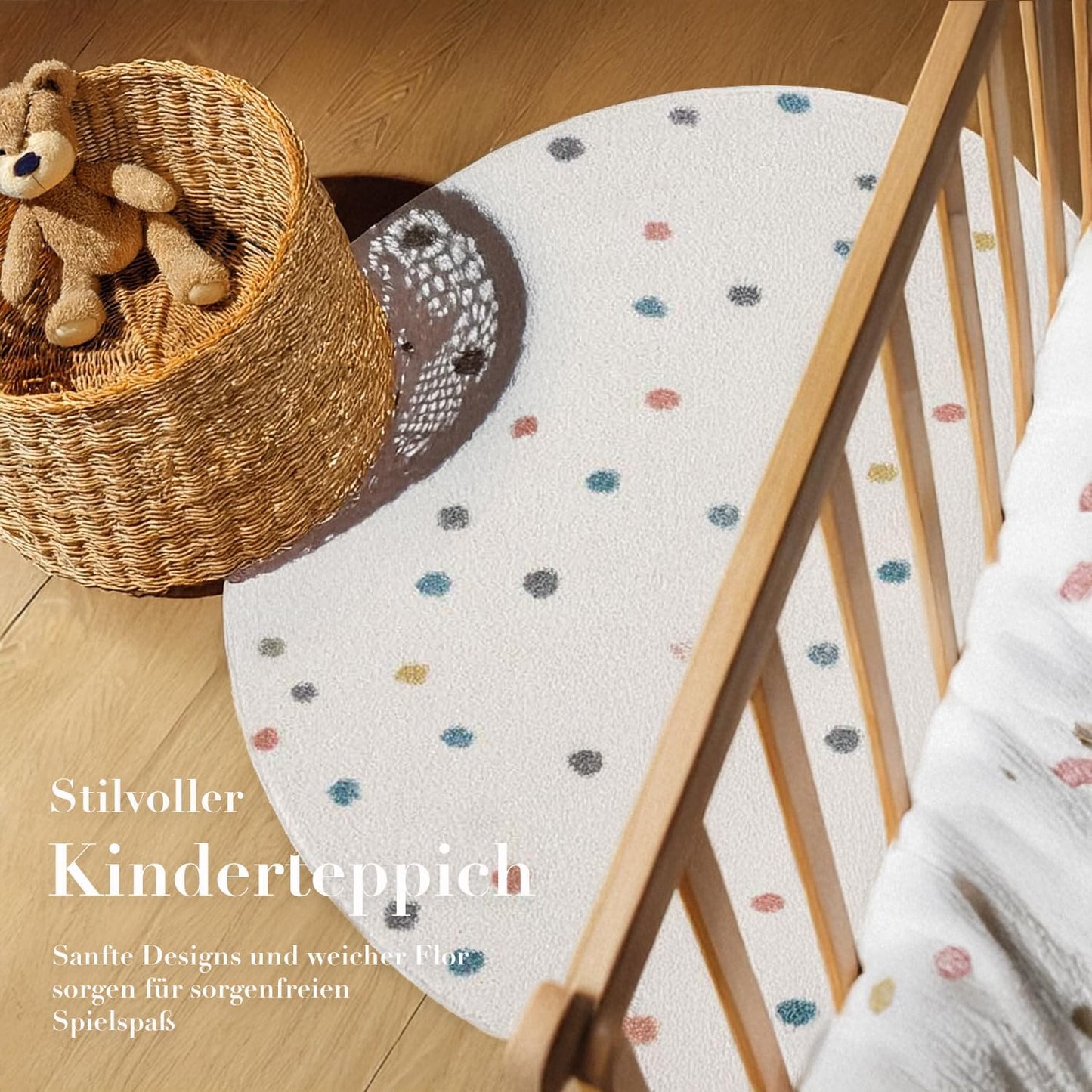 Runder Spielteppich für Kinderzimmer (120 cm), 120 cm Rund