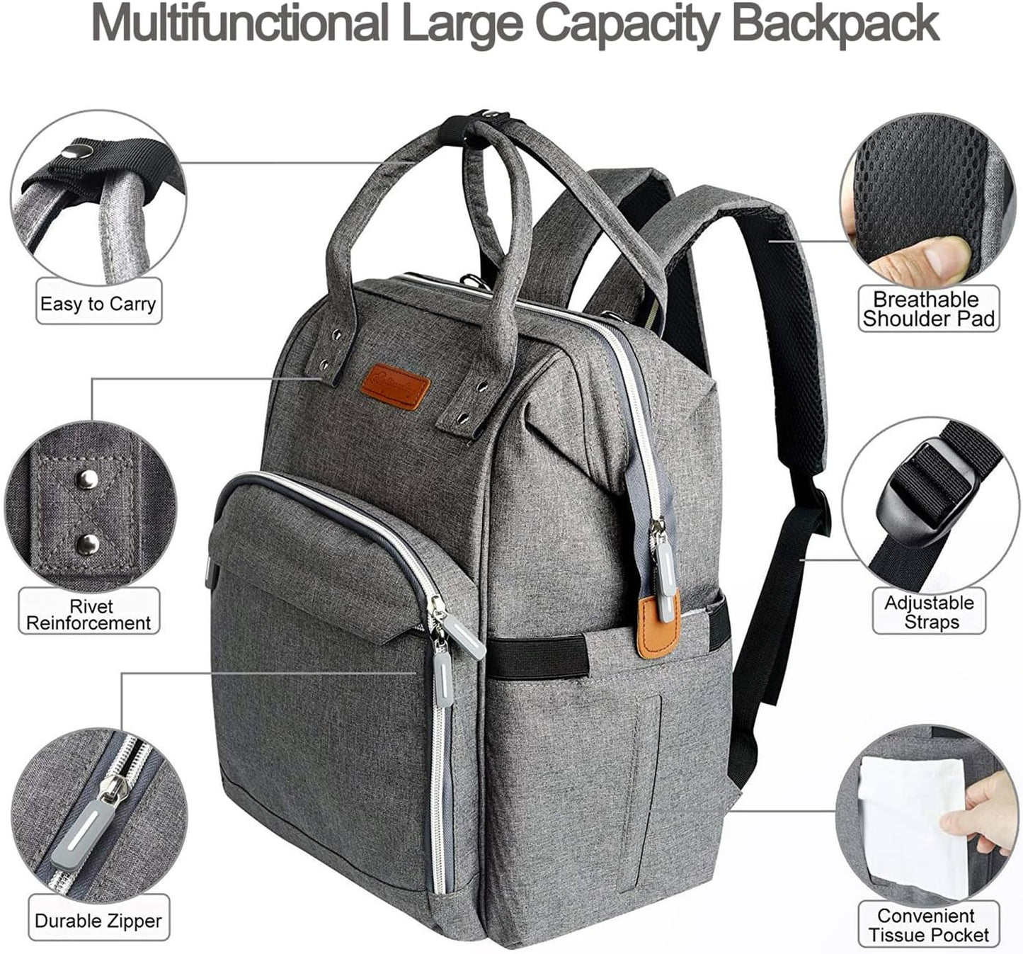 Multifunktionaler Wickelrucksack mit Thermotasche