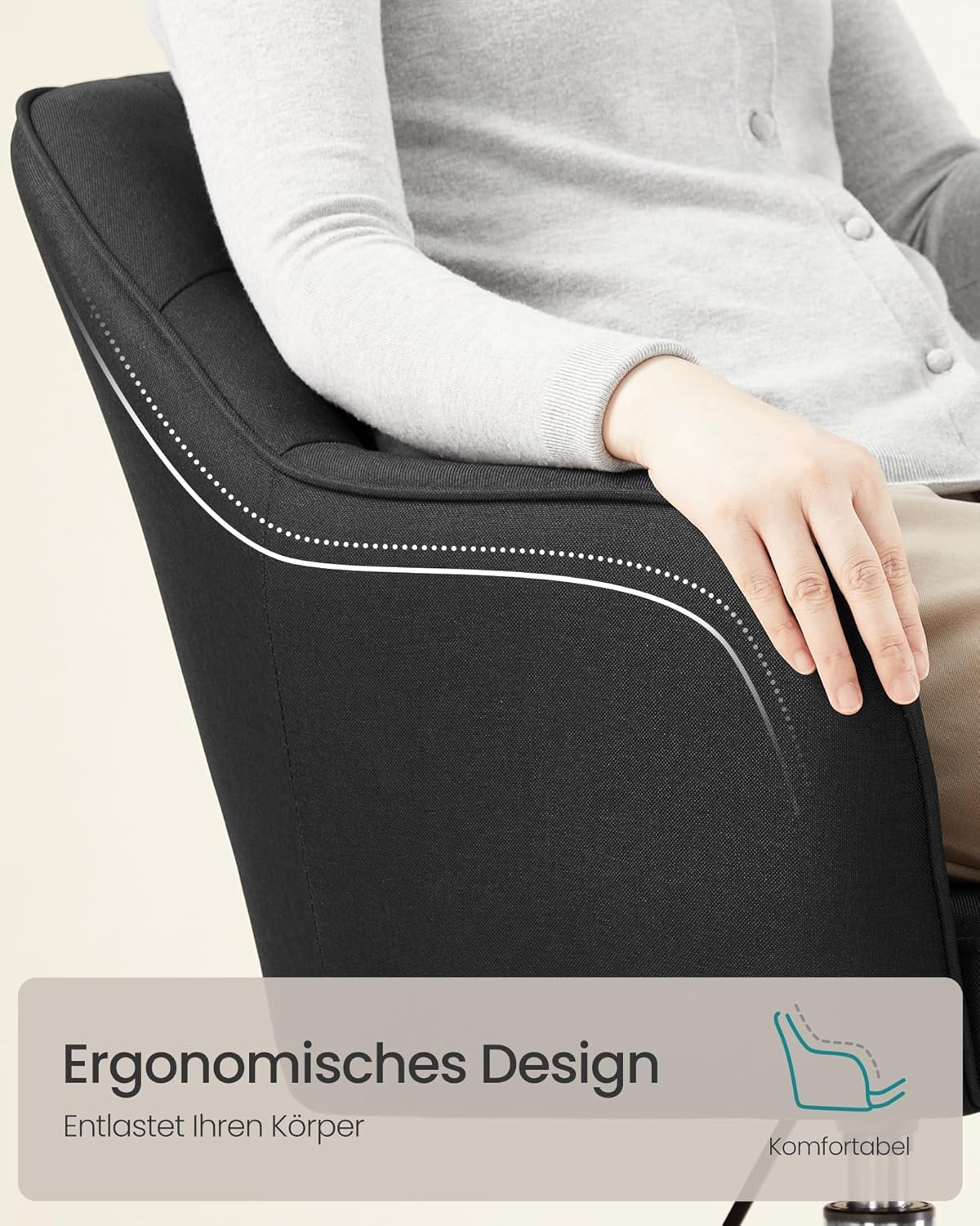 Homeoffice Drehstuhl, Schwarz Baumwollmischung