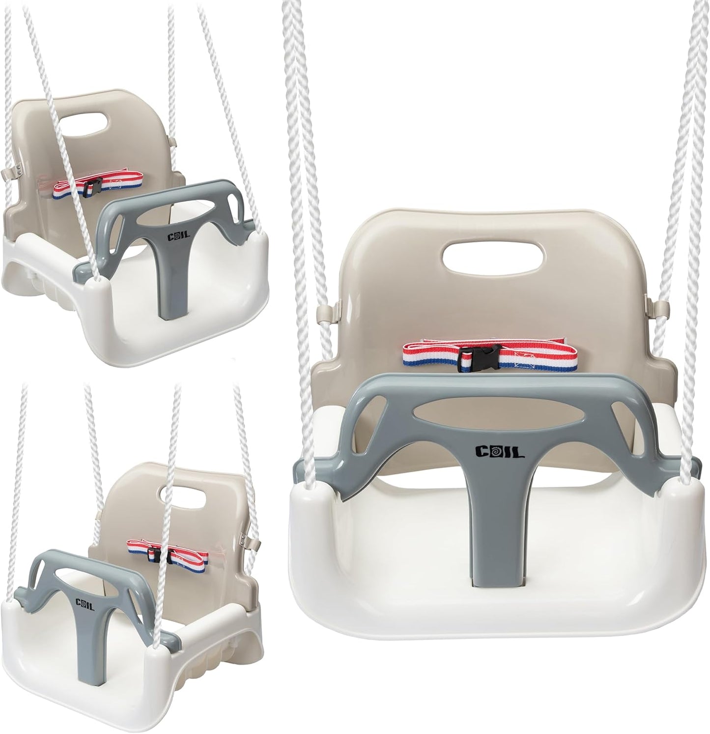 3-in-1 Kinderschaukel mit Rückenlehne, Beige