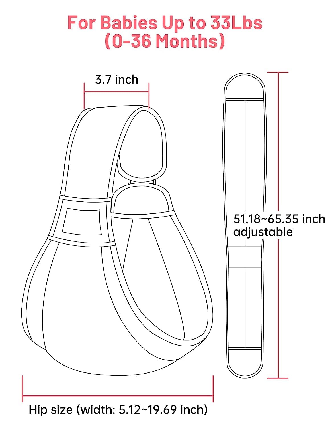 Ergonomische Baby-Hüfttrage, Nebelgrau