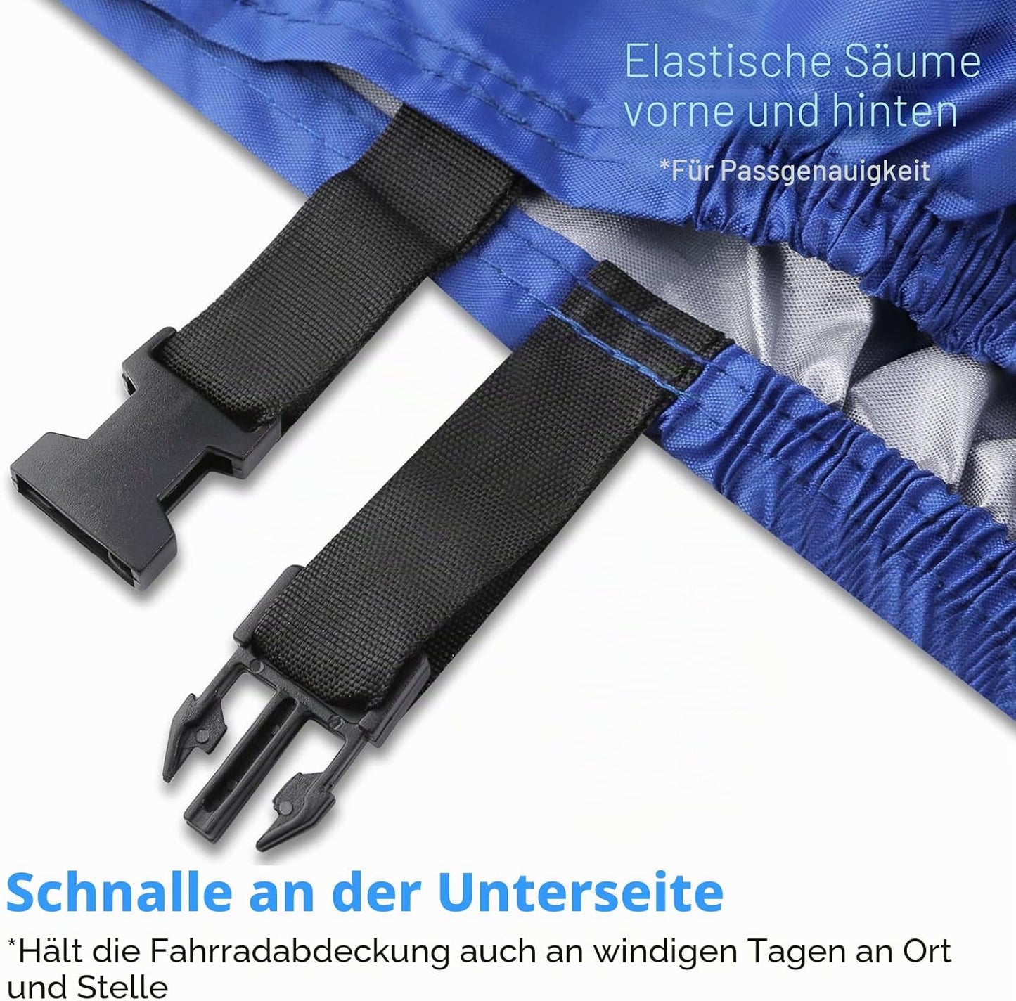 Wasserdichte Veloabdeckung mit Schlosslöchern, Schwarz+Blau für 1 Fahrrad